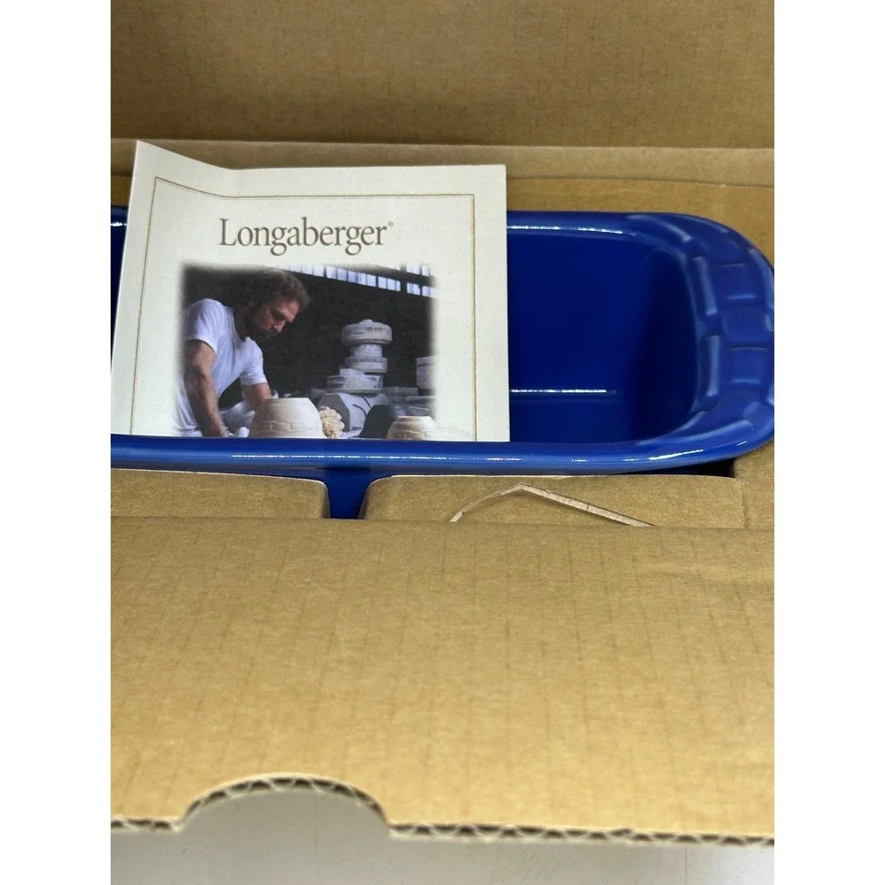 Longaberger Woven Traditions Small Loaf Dish Cornflower Blue Pottery 3162030